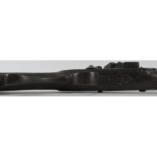 75 - An English East India Company oak and steel barrelled flintlock blunderbuss by Memory, late 18th cen... 