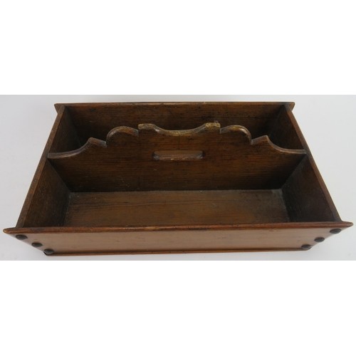 160 - Two wooden cutlery trays with carry handles, late 19th/early 20th century. (2 items) 36.8 cm length,... 