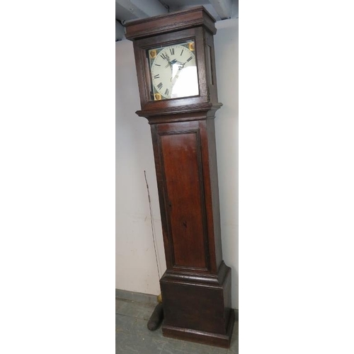 874 - An 18th century oak-cased 30-hour striking longcase clock by Andrews of Buckenham, the painted dial ... 