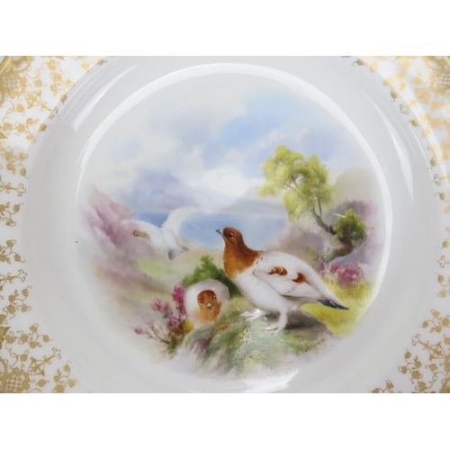 102 - A set of six Royal Worcester porcelain game bird plates decorated by George Johnson, dated 1901. Eac... 