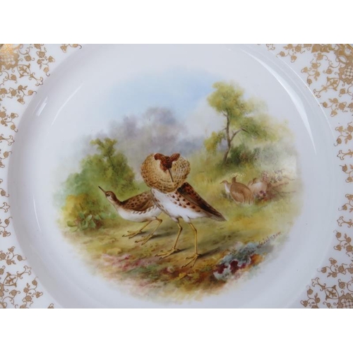 102 - A set of six Royal Worcester porcelain game bird plates decorated by George Johnson, dated 1901. Eac... 