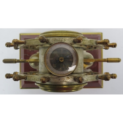 109 - A French ship’s helm marine presentation clock, Paris, 19th century. Modelled as a twelve spoke doub... 