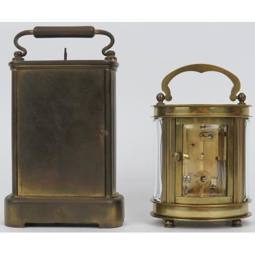 120 - Two brass carriage clocks, early and late 20th century. Maker’s marks W Schonberger and Forum to the... 