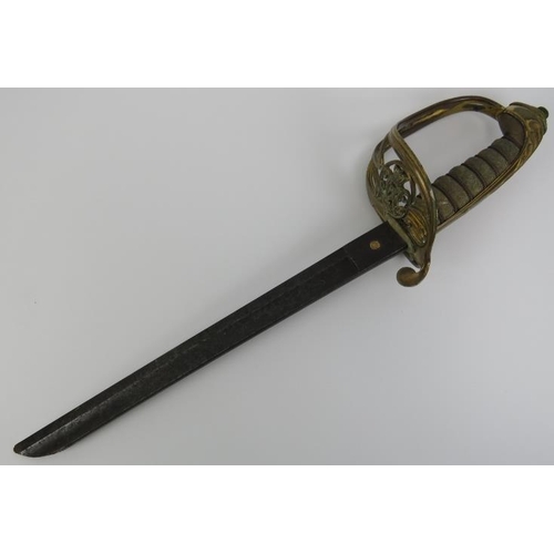 135 - Militaria: A Victorian infantry officer’s sword. With a wire bound fish skin grip and VR cipher to t... 