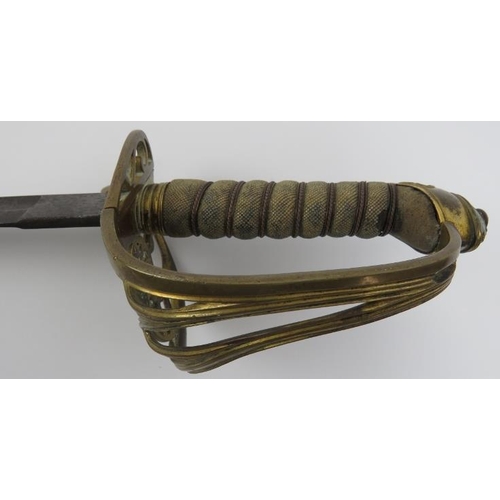 135 - Militaria: A Victorian infantry officer’s sword. With a wire bound fish skin grip and VR cipher to t... 