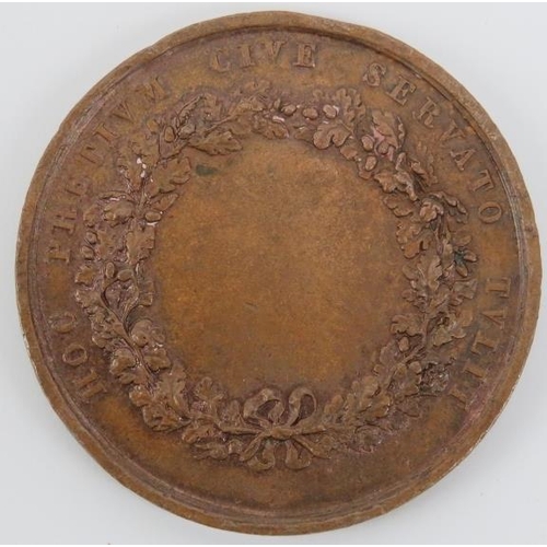 145 - A bronze Royal Human Society lifesaving award medallion. Obverse: Depicting an infant facing right a... 