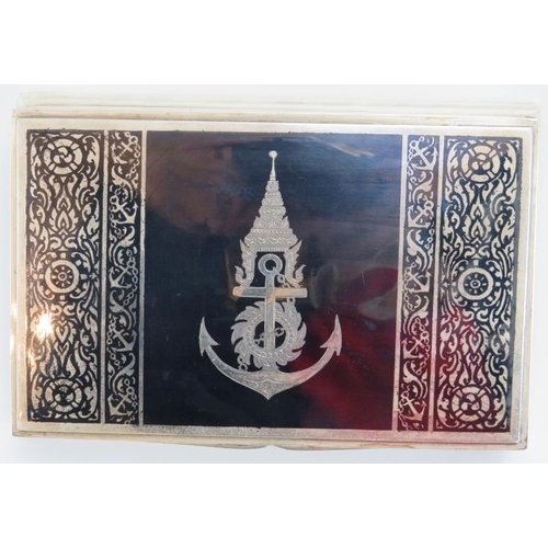 149 - Maritime: A Siam niello decorated silver cigarette box presented to the British Royal Navy’s HMS Ven... 