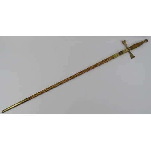 17 - A Masons ceremonial gilt brass and steel bladed dress sword, late 19th/early 20th century. With a wi... 