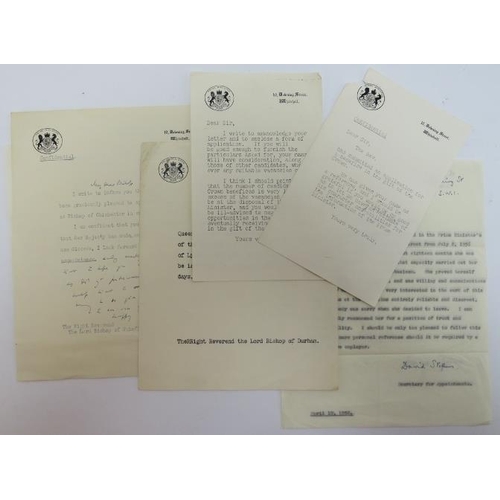 180 - A group of six 10 Downing Street headed letters from Bishops and staff members, circa 1950s.
Conditi... 