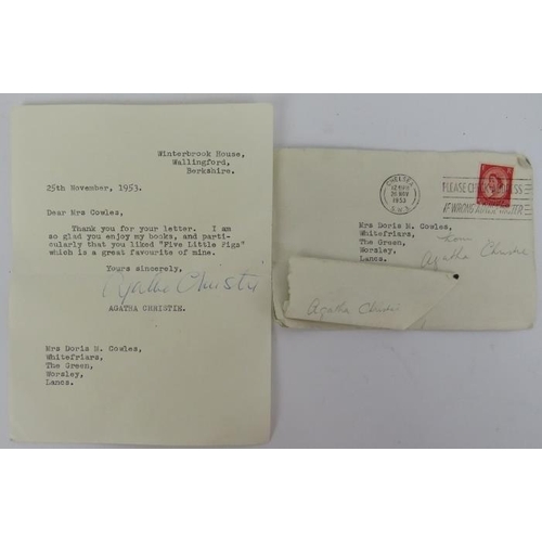 181 - Agatha Christie (1890 - 1976): A typed letter signed by Agatha Christie, dated 25th November 1953, t... 