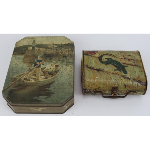 185 - Two vintage Huntley & Palmer biscuit tins, early 20th century. (2 items) 26 cm length, 18.5 cm lengt... 