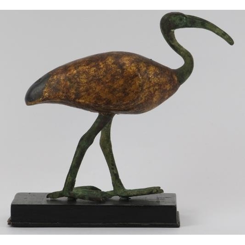 20 - An ancient Egyptian bronze and carved wood figure of Thoth depicted as an ibis in hieroglyphic form,... 