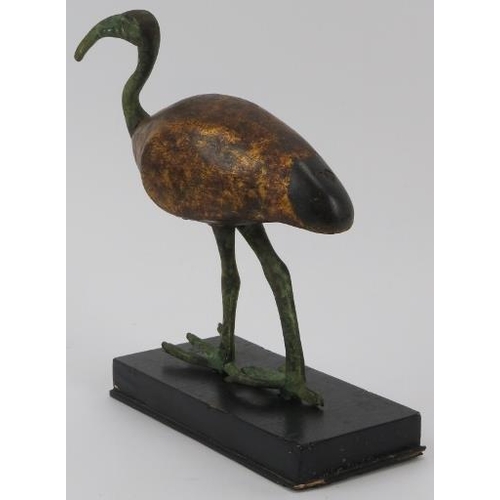 20 - An ancient Egyptian bronze and carved wood figure of Thoth depicted as an ibis in hieroglyphic form,... 