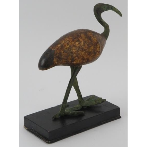 20 - An ancient Egyptian bronze and carved wood figure of Thoth depicted as an ibis in hieroglyphic form,... 