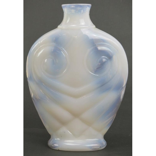 29 - A vintage opaline glass ‘Owl’ vase, circa 1970s. Of compressed ovoid form with stylised features. 17... 