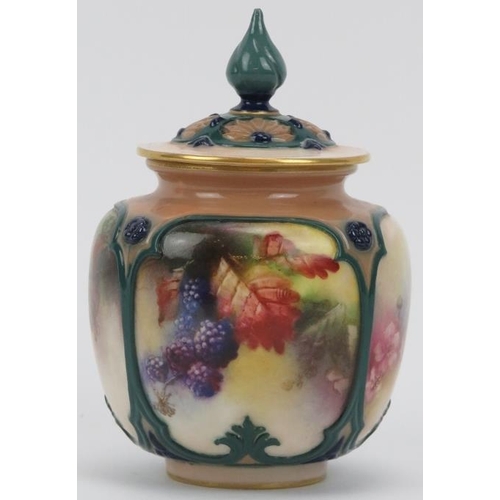 3 - A Royal Worcester Hadley Ware pot pourri vase and cover, Edwardian, circa 1905. Of globular form wit... 