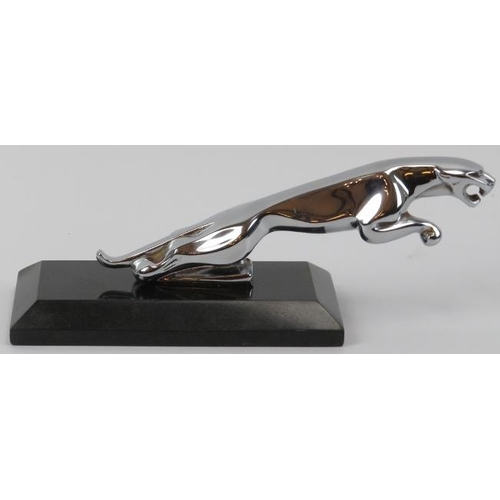 34 - Car Memorabilia: A Jaguar motorcar chrome plated leaping cat car mascot. Mounted on a rectangular ma... 