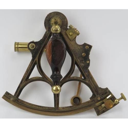 51 - A French brass sextant, late 19th/early 20th century. Inscribed ‘Lepetit Havre’ to the graduated arc... 