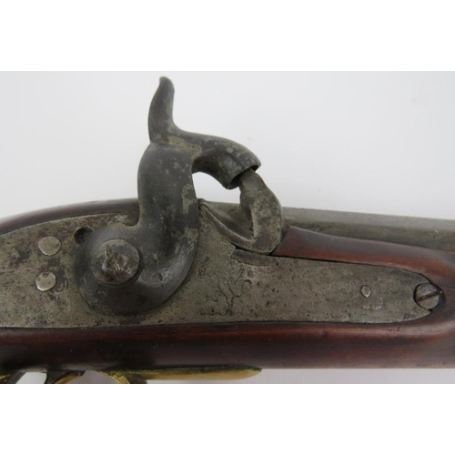 53 - An English East India Company cavalry percussion cap steel barrelled pistol, 19th century. Struck wi... 