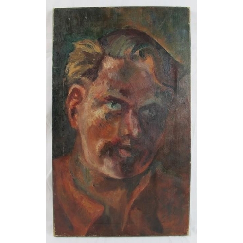 565 - Attributed to David Bomberg (British, 1890-1957) - 'Portrait study of a young man', oil on canvas, i... 