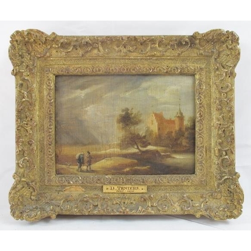 570 - Attributed to David Teniers (1610-1690) - 'Landscape with two travellers and a dog in the foreground... 