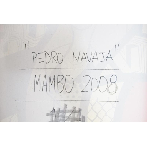 577 - Flavien 'Mambo' Demarigny (Chile/French, b. 1969) - 'Pedro Navaja', signed print on canvas, 2008, si... 