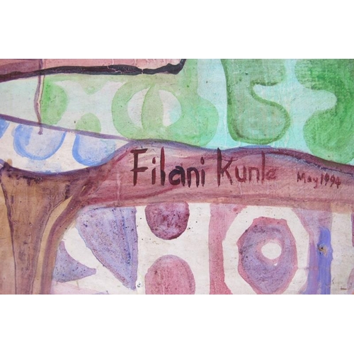 579 - Kunle Filani (Nigeria, b. 1957) - 'Save our Environs', oil on board, signed, dated May 1994, titled ... 