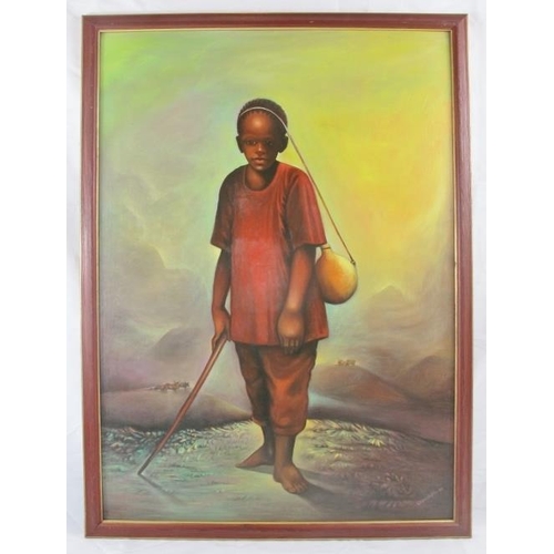 581 - Obi Ekwenchi (Egba, Owerri, Nigeria, b. 1959) - 'The young Shall Grow', oil on board, signed, dated ... 