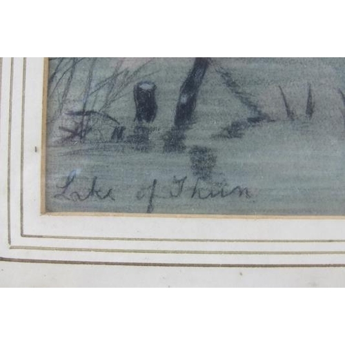 597 - British School (1912) - 'Italian lake scene', pencil drawing heightened with white, indistinctly sig... 