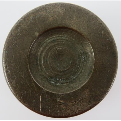 6 - A Georgian period graduated nest of bronze cup weights with cover cap. Housing ten internal graduate... 