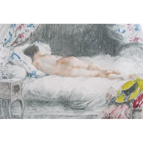 602 - Antoine Calbert (French, 1860 - 1944) - 'Sleeping female nudes', a pair, pencil signed lithographs, ... 