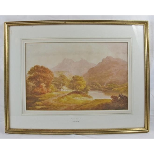 604 - Attributed to Francis Nicholson (1753-1844) - 'Mountainous river landscape', watercolour, bears name... 