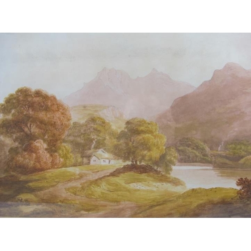 604 - Attributed to Francis Nicholson (1753-1844) - 'Mountainous river landscape', watercolour, bears name... 