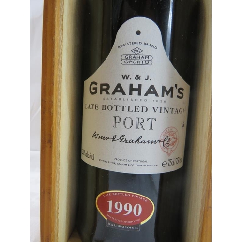 611 - Port: W & J Graham's late bottled vintage port, 1990, with wooden case (single bottle).