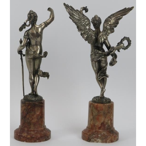 80 - A pair of silvered bronze sculptural figures depicting Justice and Victory by Hermann Eichberg, circ... 