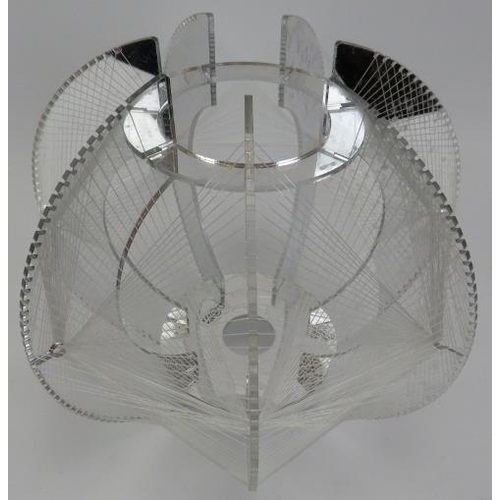 85 - A large vintage reflective lucite and nylon suspension lamp shade of heptagonal form designed by Pau... 