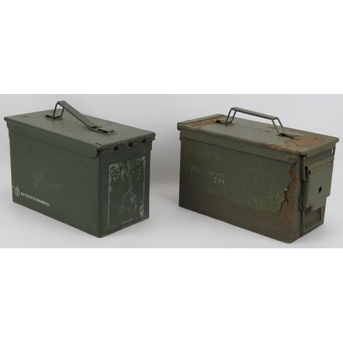 86 - Militaria: Two vintage United States Army M2A1 ammunition cans, 20th century. Both metal military am... 