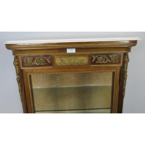 704 - A vintage French vitrine in the Louis XV style, early/mid 20th century, having a marble top above th... 