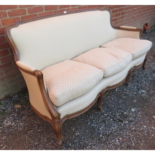 717 - A stylish vintage sofa in the George III French Hepplewhite style, 20th century, elegant show-wood f... 