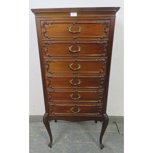 751 - An Edwardian mahogany music chest, on acanthus carved cabriole legs.
W56cm H121cm (approx).