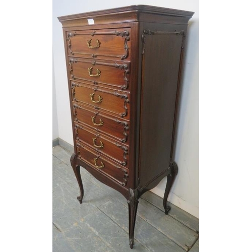 751 - An Edwardian mahogany music chest, on acanthus carved cabriole legs.
W56cm H121cm (approx).