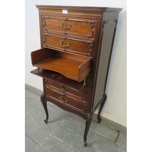 751 - An Edwardian mahogany music chest, on acanthus carved cabriole legs.
W56cm H121cm (approx).