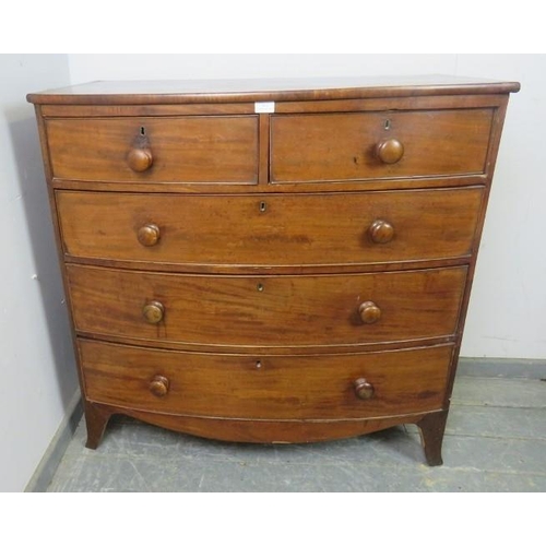 814 - An early 19th century late Georgian mahogany bow front chest of 2 short over 3 long graduated drawer... 