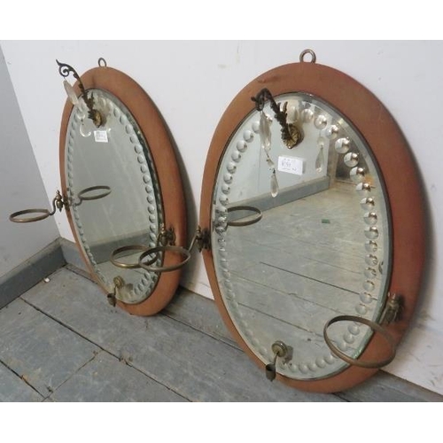 839 - A pair of 19th century Clarke's Patent 'Fairy lights', girandole wall mirrors, the fabric covered ov... 