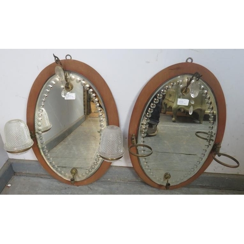 839 - A pair of 19th century Clarke's Patent 'Fairy lights', girandole wall mirrors, the fabric covered ov... 