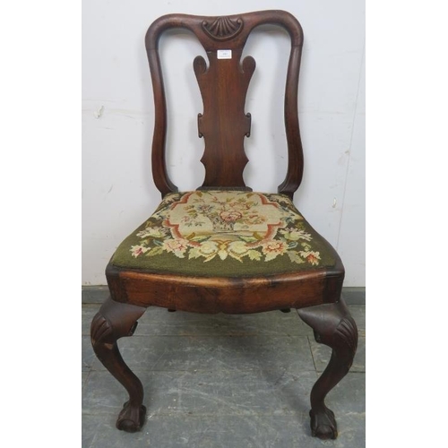 849 - A George I style mahogany single chair, late 19th/early 20th century, with tapestry drop-in seat.