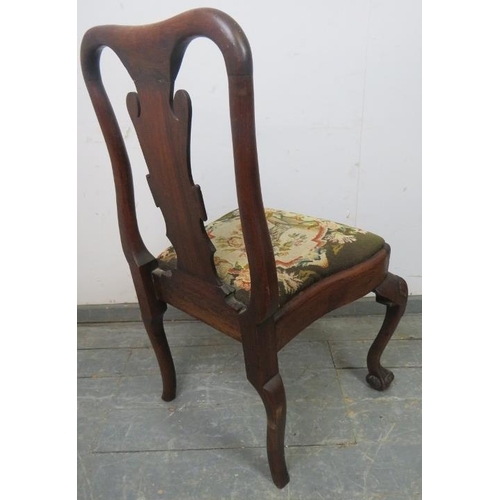 849 - A George I style mahogany single chair, late 19th/early 20th century, with tapestry drop-in seat.