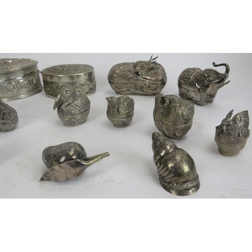 94 - A collection of Southeast Asian silver containers, 20th century. Comprising seventeen boxes of varyi... 