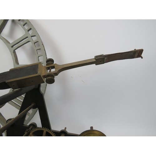 122 - An antique Turret clock with dial, movement, winding handle and pendulum. Roman numeral dial: 61.5 c... 