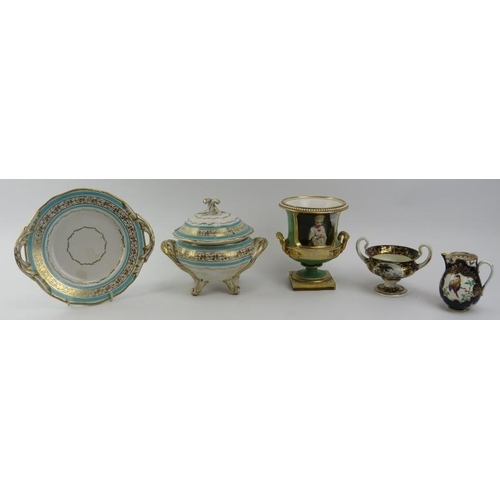 103 - A group of English porcelain wares, 19th century. Comprising a Flight Barr & Barr Royal Worcester tw... 